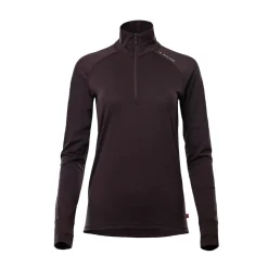 Discount LightWool 180 Polo w/zip, dame (Chocolate Plum) Dame Overdele·T-Shirts & Toppe