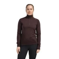 Discount LightWool 180 Polo w/zip, dame (Chocolate Plum) Dame Overdele·T-Shirts & Toppe