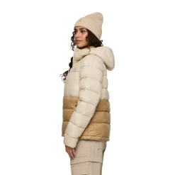 New Fuego Max Down Hooded Dunjakke, dame (Cream and Khaki) Dame Jakker·Dun- & Fiberjakker