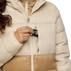 New Fuego Max Down Hooded Dunjakke, dame (Cream and Khaki) Dame Jakker·Dun- & Fiberjakker