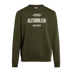New Klitmøller Collective Logo Crew, herre (Olive) Overdele·Striktrøjer & Sweaters