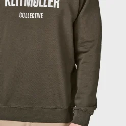 New Klitmøller Collective Logo Crew, herre (Olive) Overdele·Striktrøjer & Sweaters