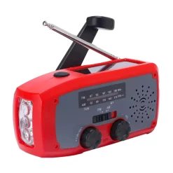 Hot XCEED Solar Emergency Multi Radio 2000 mAh - nødradio med håndsving (Red) Nødradio Med Håndsving